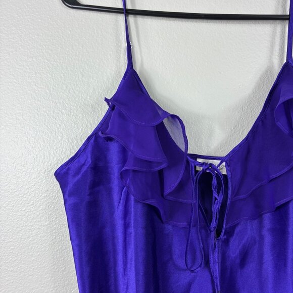 VTG Y2K 90s Adonna Ruffled Amethyst Purple Lingerie Slip Dress Sz Large Coquette - Picture 2 of 7